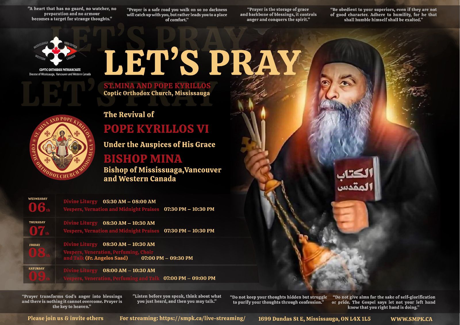 Pope Kyrillos VI Revival Event Schedule 2024
