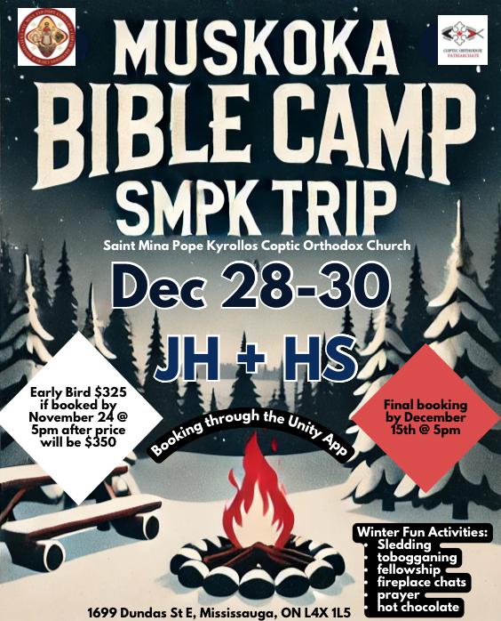 Muskoka Bible Camp for JH+HS SMPK students, Dec. 28-30 Poster